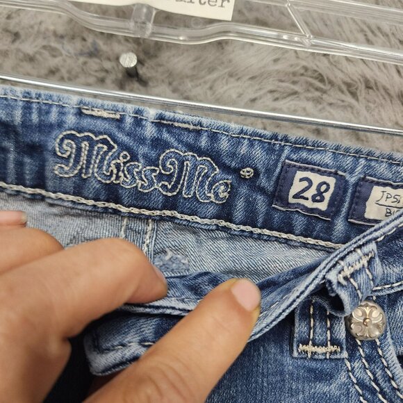 Miss Me Jeans Womens 28 Blue Bootcut Stretch Low Rise *Read* - Picture 4 of 14